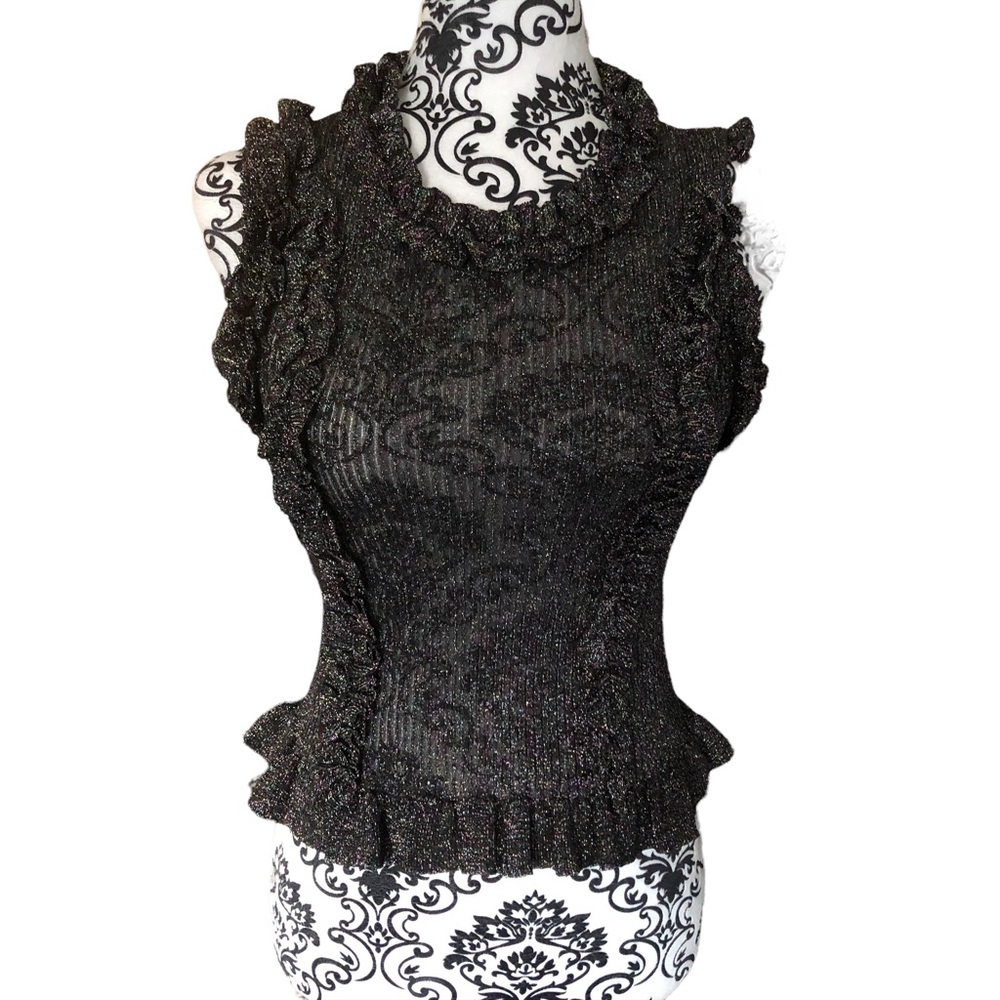 ZARA Sparkly Ruffled Top Small